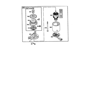Starter Armature Diagram and Parts List for 121602-0190  Briggs and Stratton Engine